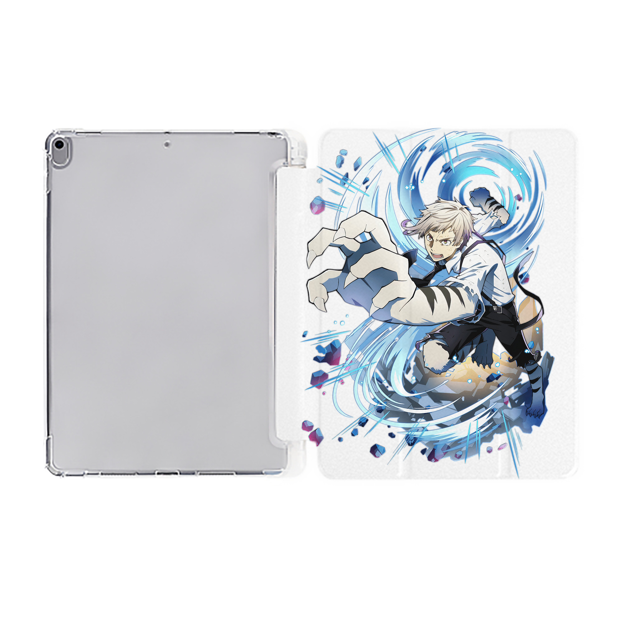 （画像用） 文豪ストレイドッグス Bungo Stray Dogs IPad ケース ペン収納付き 三つ折りスタンド PUレザー×シリコン 対応機種9.5/10.5/10.9インチ